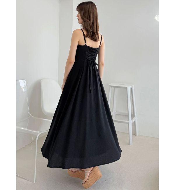 MERCURYDUO「リネンライクバックレースアップキャミワンピース」|ワンピース|