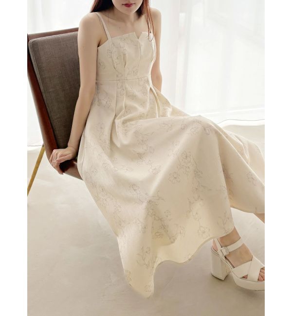 MERCURYDUO「リネンライクバックレースアップキャミワンピース」|ワンピース|