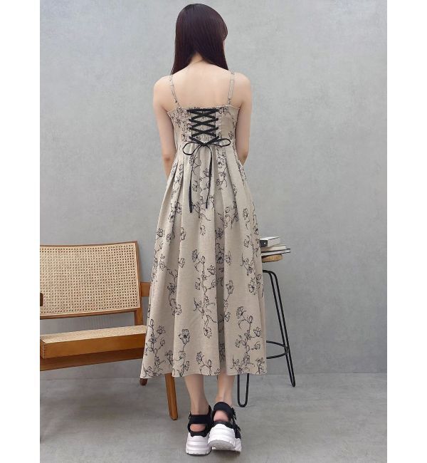 MERCURYDUO「リネンライクバックレースアップキャミワンピース」|ワンピース|