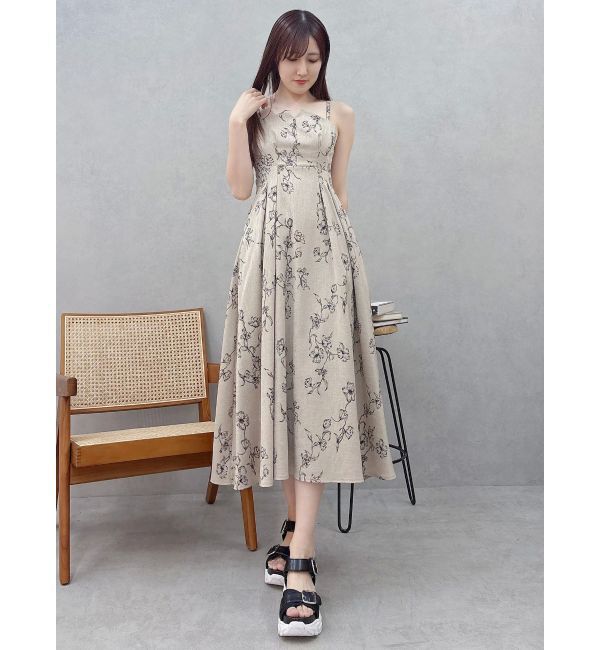 MERCURYDUO「リネンライクバックレースアップキャミワンピース」|ワンピース|