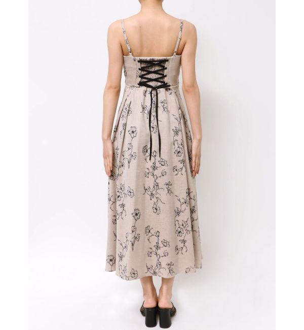 MERCURYDUO「リネンライクバックレースアップキャミワンピース」|ワンピース|