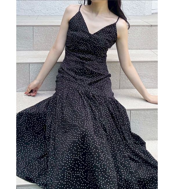 MERCURYDUO「ドットプリントナローワンピース」|ワンピース|ブラック