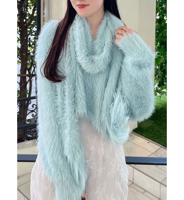 MERCURYDUO「ロングシャギーマフラーセットニット」|ニット・セーター|アイスブルー