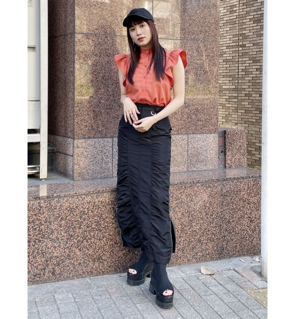 MURUA「スタンドカラーフリルブラウス」|シャツ・ブラウス|