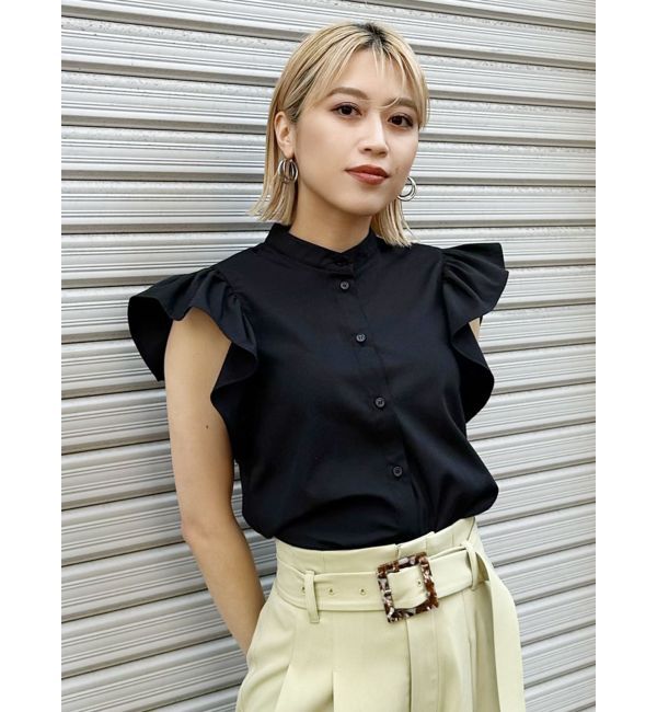 MURUA「スタンドカラーフリルブラウス」|シャツ・ブラウス|