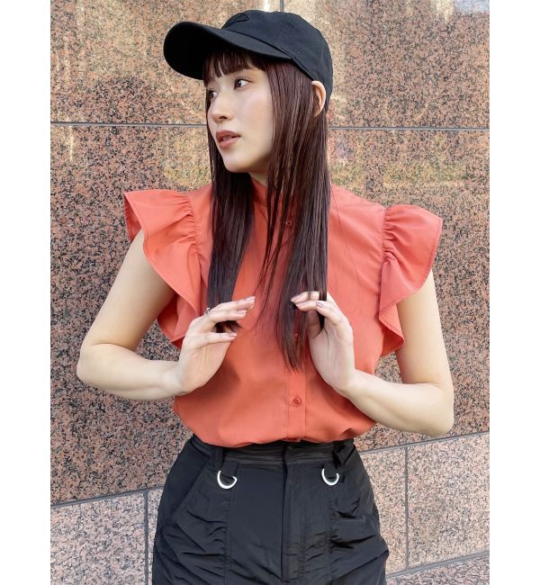 MURUA「スタンドカラーフリルブラウス」|シャツ・ブラウス|