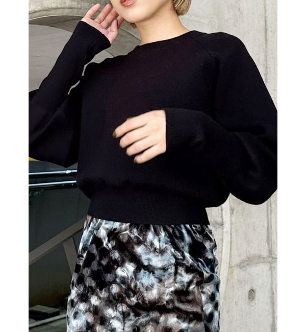 MURUA「クルーネックボリュームスリーブニット」|ニット・セーター|ブラック