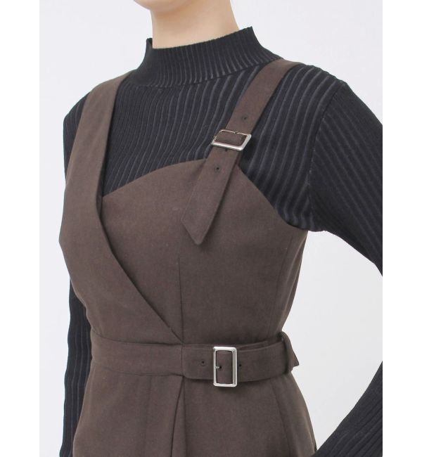 MURUA「ウールライクアシメジャンパースカート」|ワンピース|