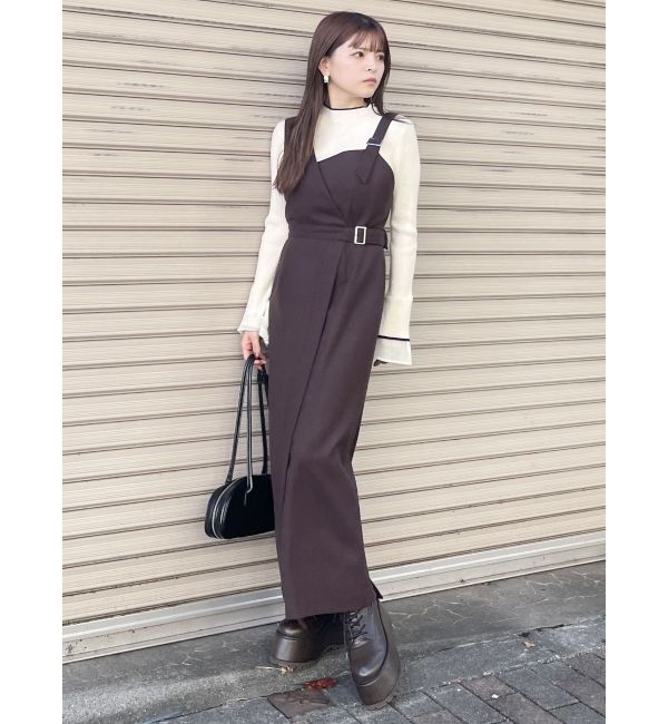MURUA「ウールライクアシメジャンパースカート」|ワンピース|