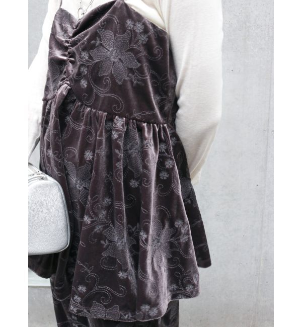 Ungrid「ベロア刺繍デザインキャミ」|キャミソール|