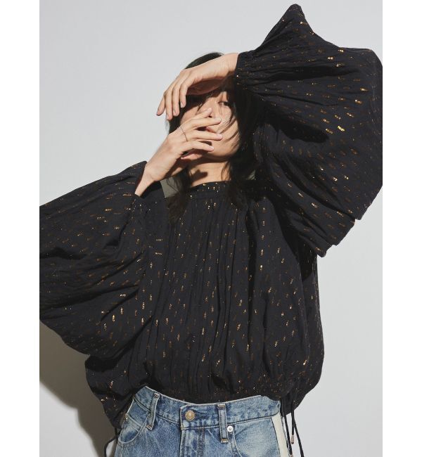Ungrid「【Htage】ラメドビーサイドスリットボリュームブラウス」|シャツ・ブラウス|