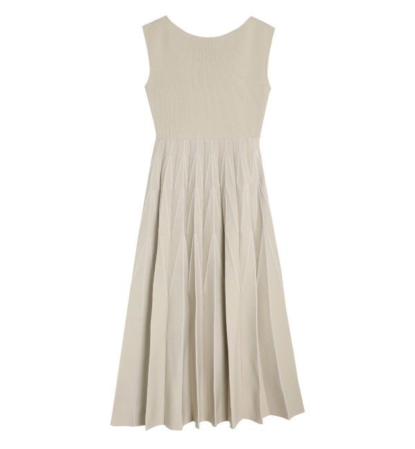 LAGUNAMOON「ジオメトリックフォルムニットワンピース」|ワンピース|ベージュ