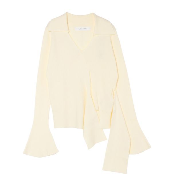 LAGUNAMOON「カシュクールウエストリボンニットトップス」|ニット・セーター|アイボリー