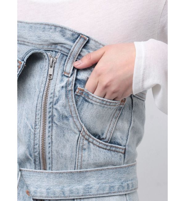 LAGUNAMOON「デニムアシンメトリーZIPベアワンピース」|ワンピース|