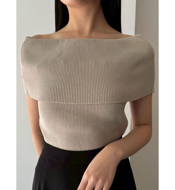 LAGUNAMOON「オフショルダーリブニットプルオーバー」|ニット・セーター|