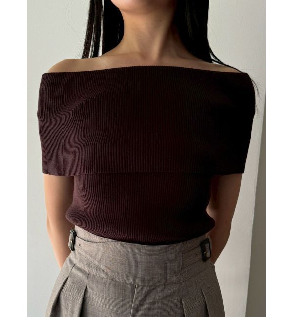 LAGUNAMOON「オフショルダーリブニットプルオーバー」|ニット・セーター|