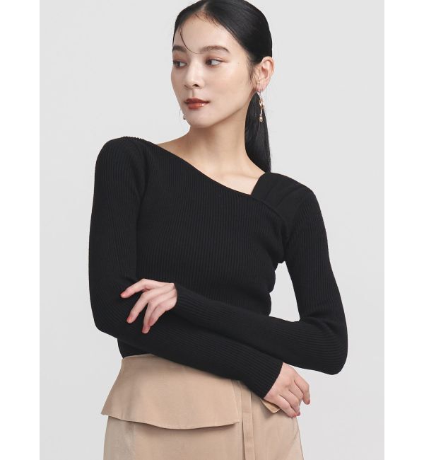 LAGUNAMOON「【REVIVAL】アシンメトリータックニットプルオーバー」|ニット・セーター|