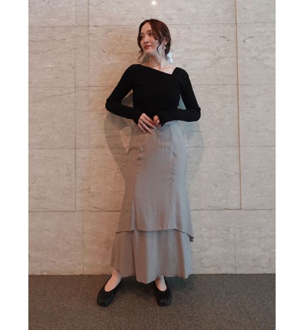 LAGUNAMOON「【REVIVAL】アシンメトリータックニットプルオーバー」|ニット・セーター|