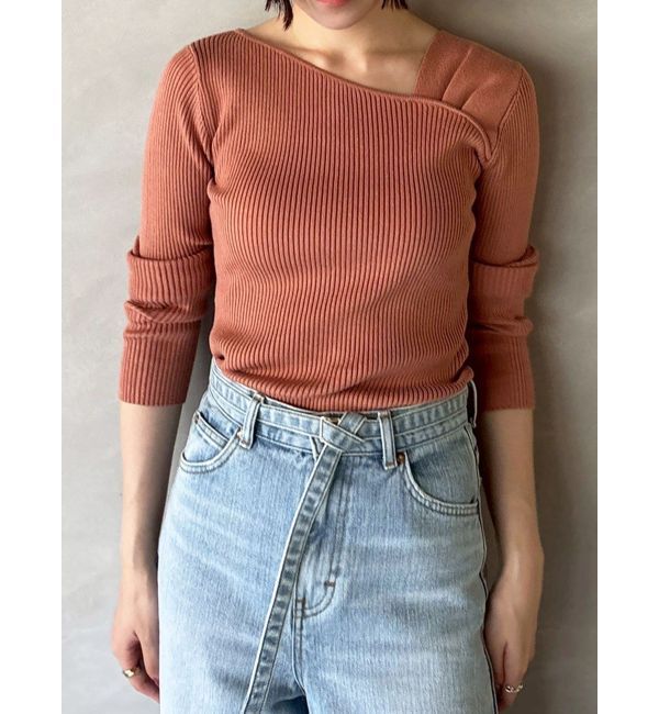 LAGUNAMOON「【REVIVAL】アシンメトリータックニットプルオーバー」|ニット・セーター|