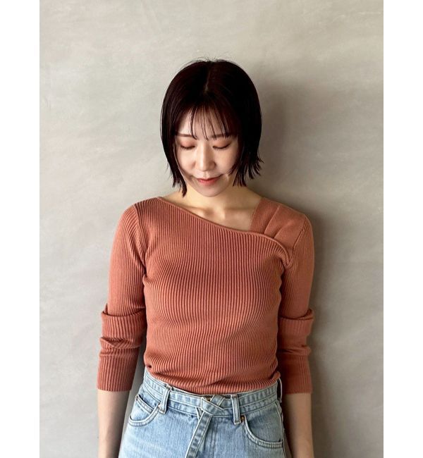 LAGUNAMOON「【REVIVAL】アシンメトリータックニットプルオーバー」|ニット・セーター|