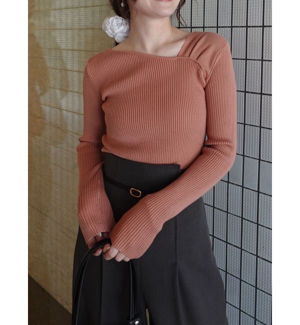 LAGUNAMOON「【REVIVAL】アシンメトリータックニットプルオーバー」|ニット・セーター|