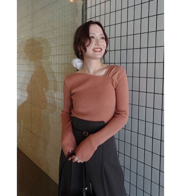 LAGUNAMOON「【REVIVAL】アシンメトリータックニットプルオーバー」|ニット・セーター|