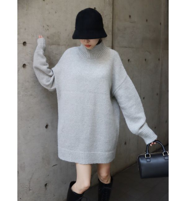 EVRIS「ハイネックルーズニットワンピース」|ワンピース|グレー