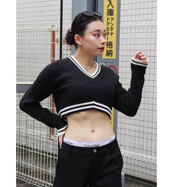 EVRIS「ショートケーブルニットトップス」|ニット・セーター|