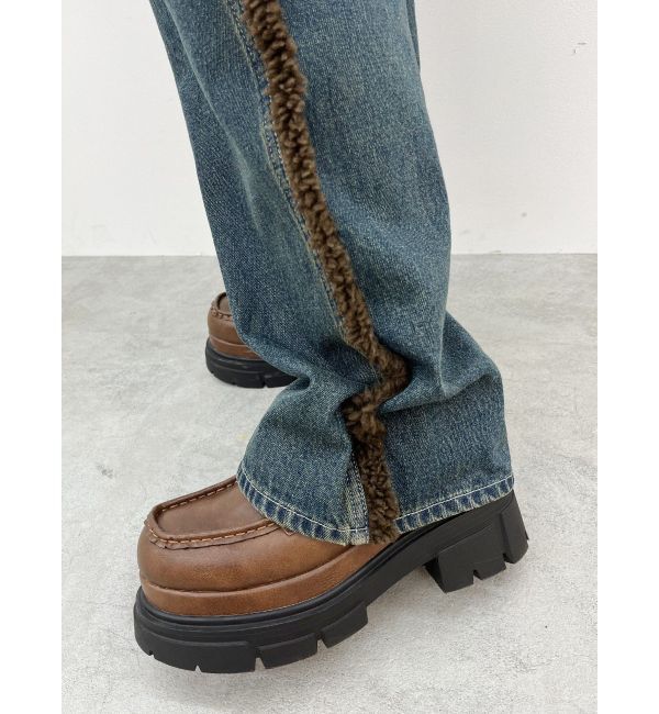 EVRIS「ボアステッチワイドデニムパンツ【セットアップ着用可能】」|デニム|