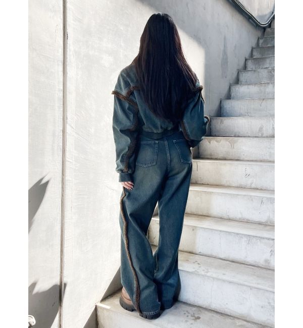 EVRIS「ボアステッチワイドデニムパンツ【セットアップ着用可能】」|デニム|