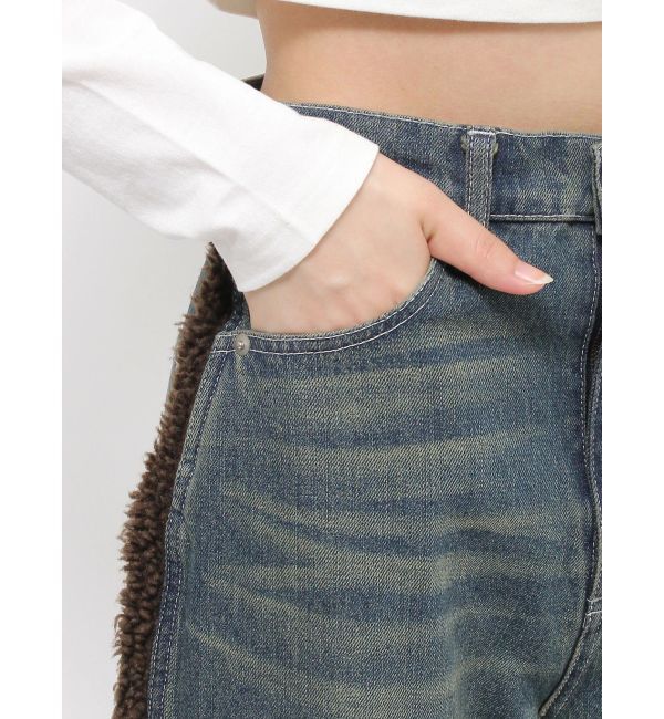 EVRIS「ボアステッチワイドデニムパンツ【セットアップ着用可能】」|デニム|