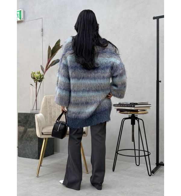 EVRIS「ソフトシャギーボーダーニットカーディガン」|カーディガン|