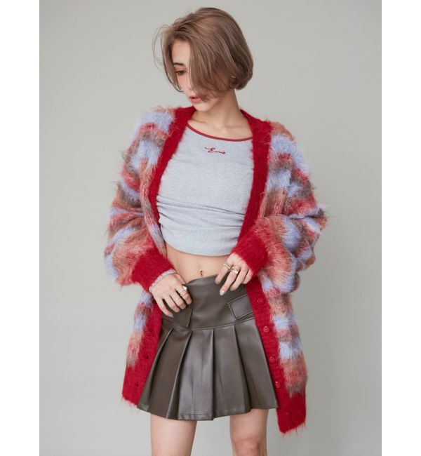 EVRIS「ソフトシャギーボーダーニットカーディガン」|カーディガン|