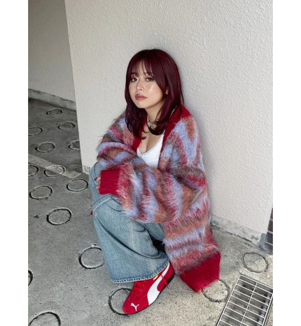 EVRIS「ソフトシャギーボーダーニットカーディガン」|カーディガン|