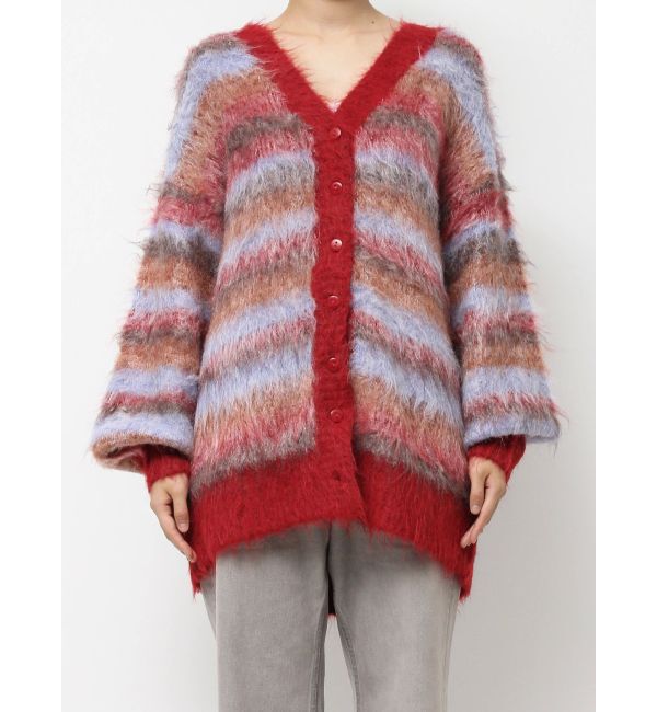 EVRIS「ソフトシャギーボーダーニットカーディガン」|カーディガン|