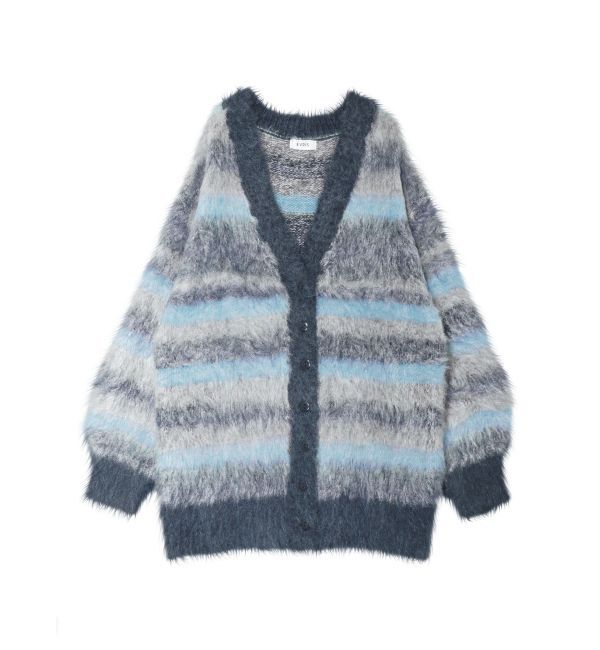 EVRIS「ソフトシャギーボーダーニットカーディガン」|カーディガン|