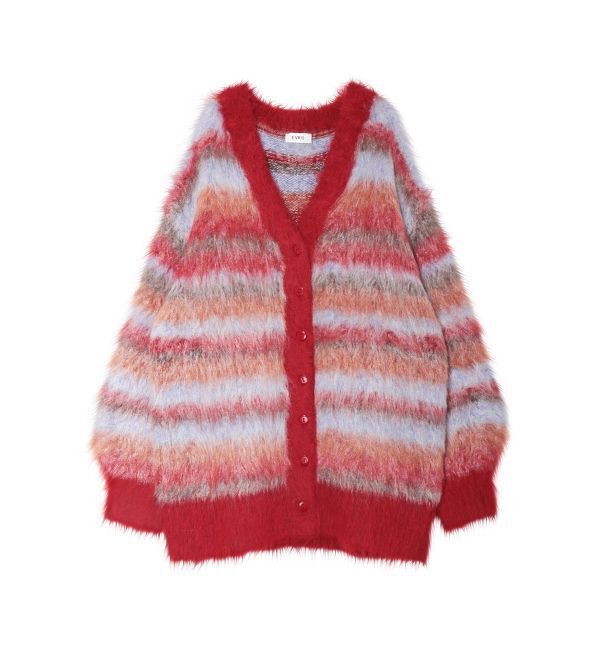 EVRIS「ソフトシャギーボーダーニットカーディガン」|カーディガン|