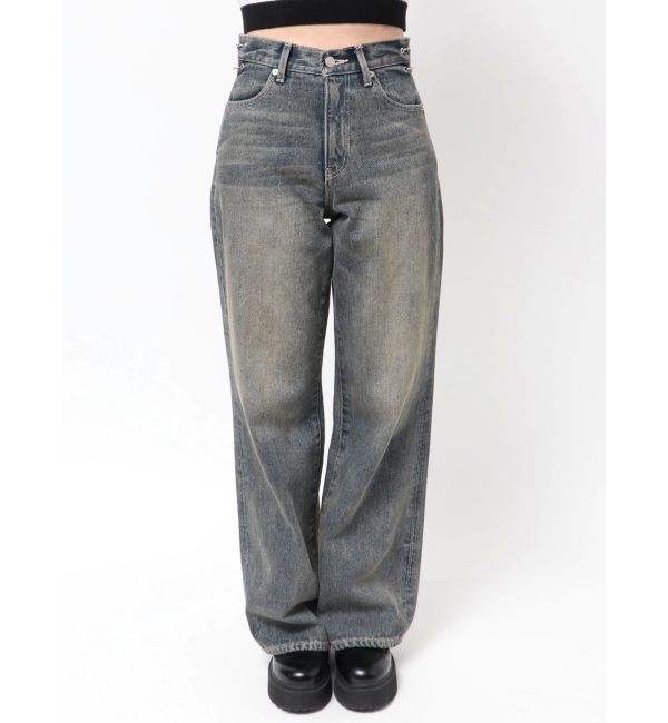 EVRIS「ウエストビジューワイドデニムパンツ」|デニム|