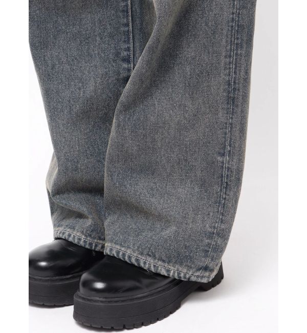 EVRIS「ウエストビジューワイドデニムパンツ」|デニム|