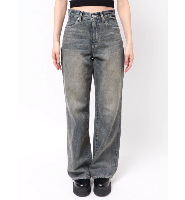 EVRIS「ウエストビジューワイドデニムパンツ」|デニム|