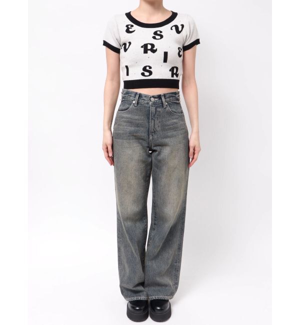 EVRIS「ウエストビジューワイドデニムパンツ」|デニム|