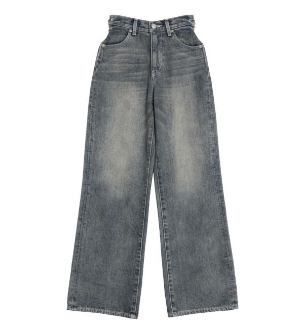 EVRIS「ウエストビジューワイドデニムパンツ」|デニム|