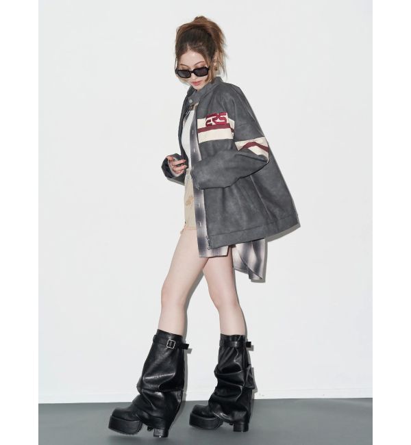 EVRIS「バイカーグラフィックオーバーサイズブルゾン」|ブルゾン・スタジャン|