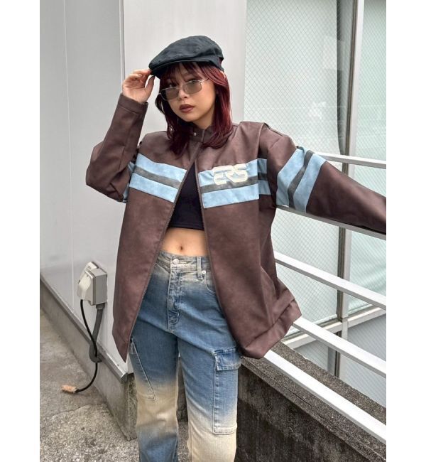 EVRIS「バイカーグラフィックオーバーサイズブルゾン」|ブルゾン・スタジャン|