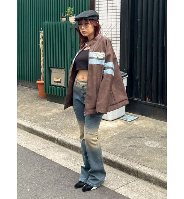 EVRIS「バイカーグラフィックオーバーサイズブルゾン」|ブルゾン・スタジャン|