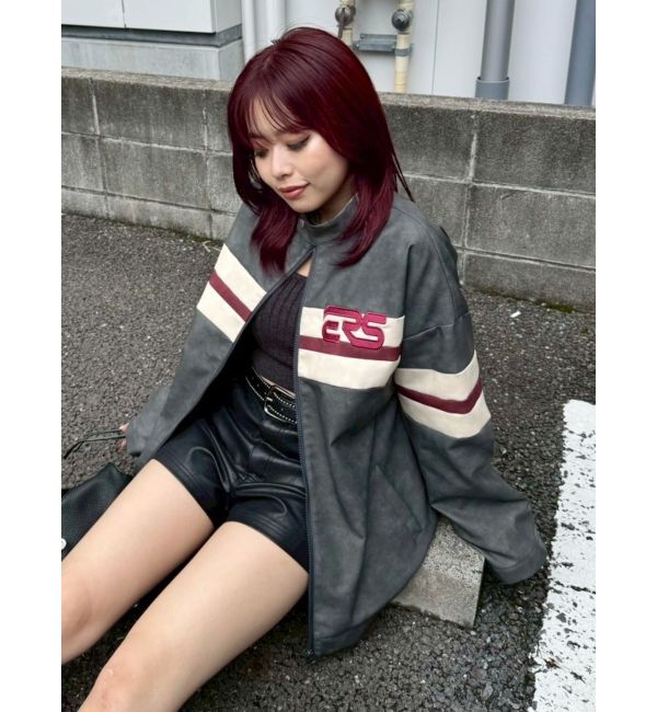 EVRIS「バイカーグラフィックオーバーサイズブルゾン」|ブルゾン・スタジャン|