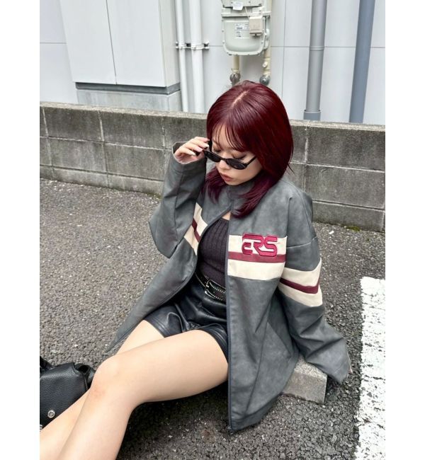 EVRIS「バイカーグラフィックオーバーサイズブルゾン」|ブルゾン・スタジャン|