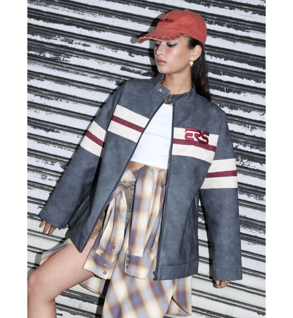 EVRIS「バイカーグラフィックオーバーサイズブルゾン」|ブルゾン・スタジャン|