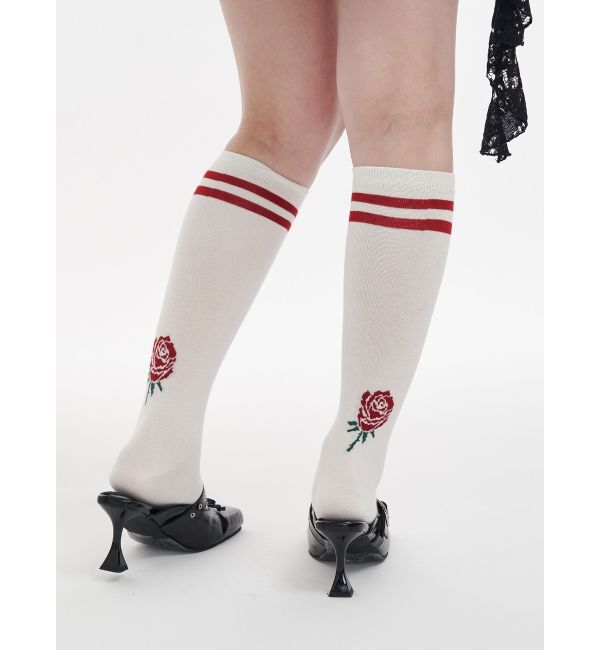 jouetie「【LONSDALE&times;jouetie】ローズジャガードラインハイソックス」|ソックス|