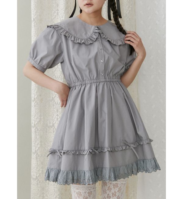 merry jenny「リボンフレアミニワンピース」|ワンピース|グレー